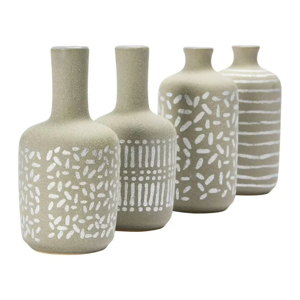 Storied Home Decorative Stoneware Vases, Set of 8. NEW
